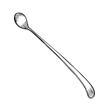 long bar spoon vector line art hand drawn illustration