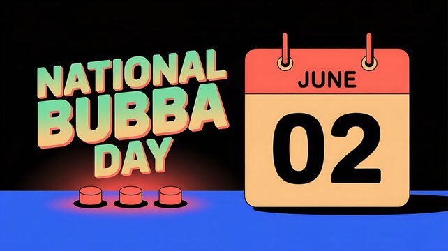 National bubba day june 2 calendar and text with celebration calendar greeting typography announcement