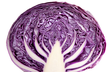 Obraz premium Cross section of a fresh red cabbage isolated on transparent background