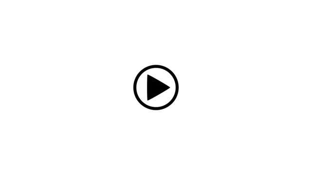 Play button icon sequence animating from pause to play on white background