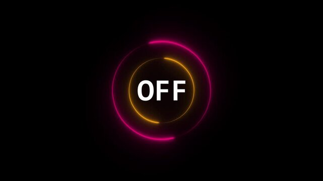 Neon button sequence showing power off state three frames high quality