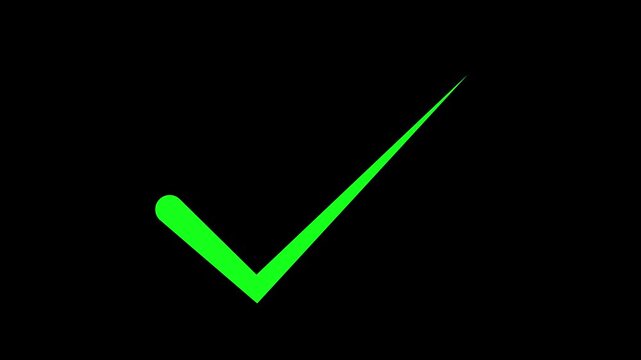 Green check mark icons with comma isolated on black background