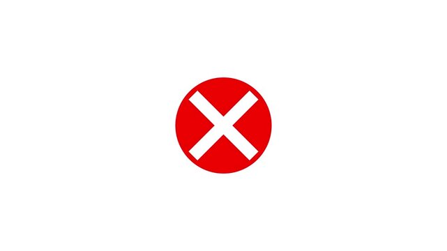 Red circle with x animation progressing across three frames high quality