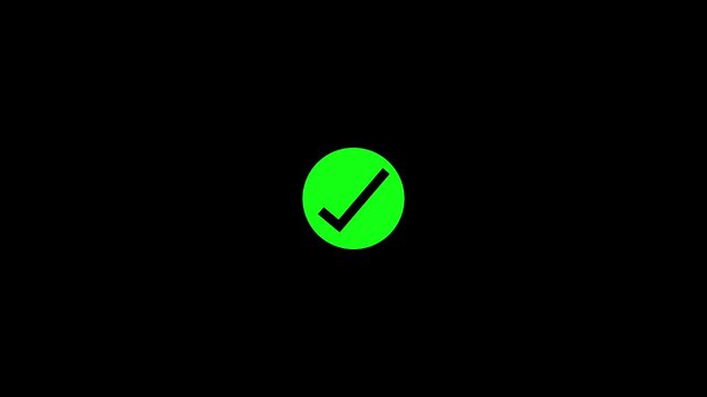 Green Check Mark Icons Set On Black Background Progress Indicator