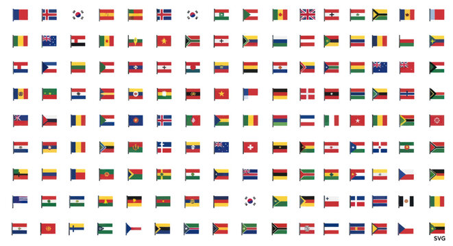 Collection of National Flags, International Symbols, World Countries Flags Montage