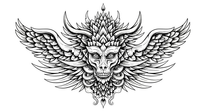 Intricate winged creature vector illustration for diverse creative applications