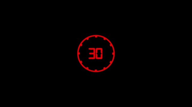 Digital Timer Icons Displaying Six Thirty And Fifty Five Seconds On Black