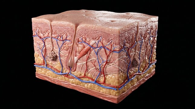 Human Skin Layers and Dermatology Anatomical Model