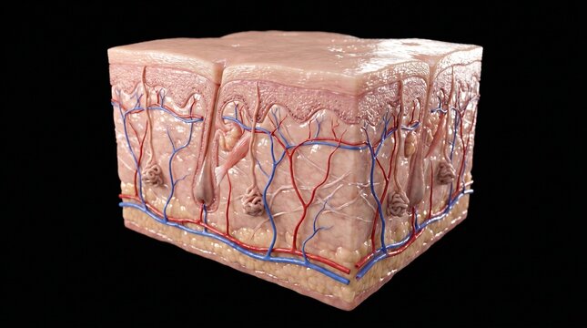 Human Skin Layers and Dermatology Anatomical Model
