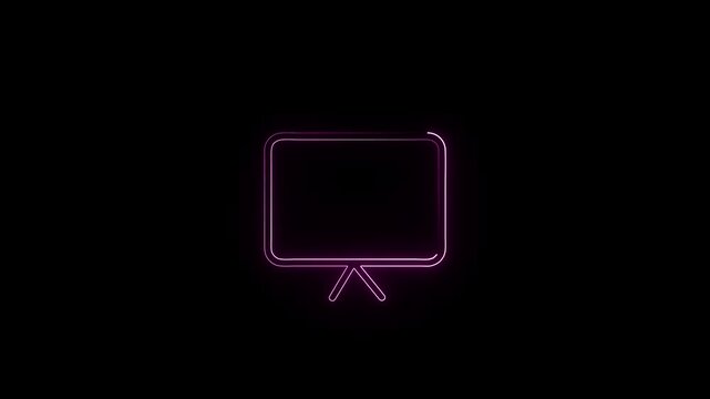 Monitor computer display neon sign.Neon User profile icon inside circle black.Perfect for technology and gaming themes.