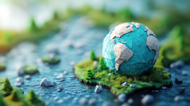 Earth model and natural landscape - Generative AI