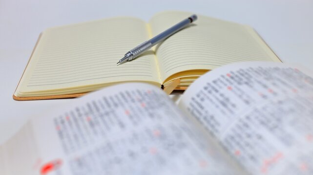 Educational image: English-Japanese dictionary and stationery