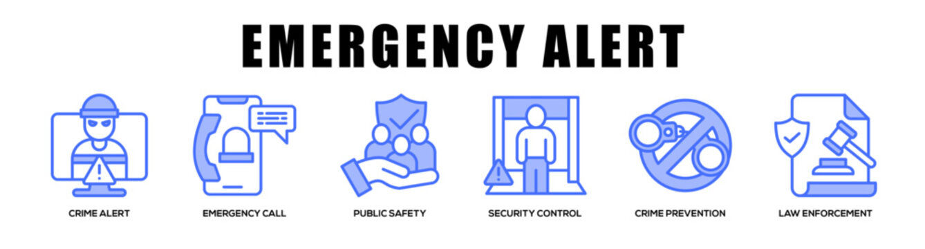 blue - Emergency Alert web banner icon vector illustration concept