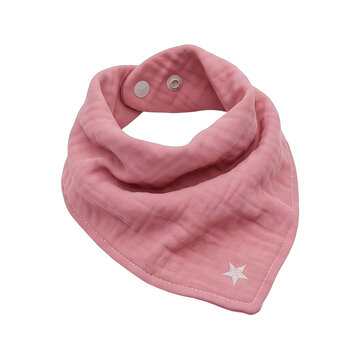 Pink Muslin Bandana Bib with Star Detail