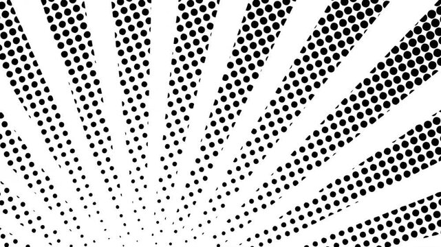 Retro Halftone Radial Sunburst Animation in Black and White