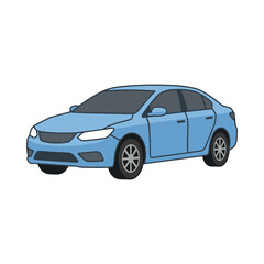 Obraz premium Illustration of a sleek blue modern sedan car, depicted in a clean vector art style, perfect for automotive design or transportation concepts for digital projects
