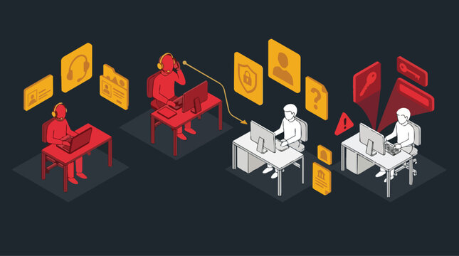 Social Engineering Phishing Attack Illustration Depicting Cybercriminals Stealing Confidential User Information