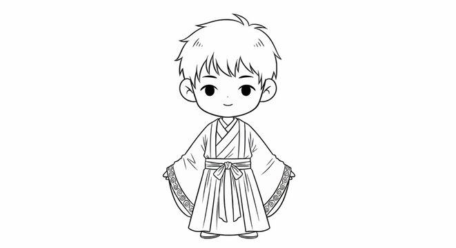 vector boy with hanfu chinnese