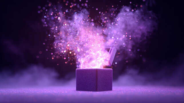 Magic light of mysterious gift box - Generative AI