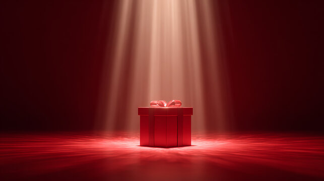 Mysterious light of red gift box - Generative AI