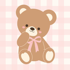 Fototapeta premium Cute Sitting Teddy Bear Pastel Vector Illustration 