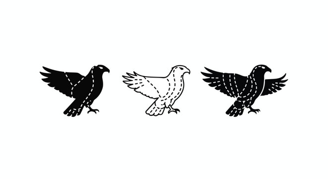 Eagle silhouettes in flight with halftone dithered pattern