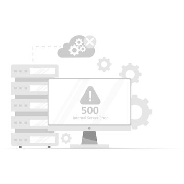 Website system failure or database error 500 concept flat vector illustration