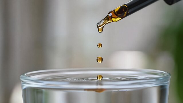 valerian. Amber drops of essential oil falling from a dropper into clear water. bar promotions, beverage menus, designed for food & beverage menus and cafe branding, inspires menu design.