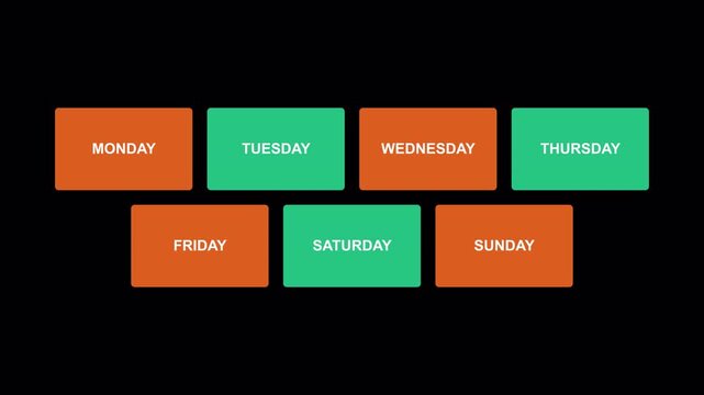 Bold Weekly Schedule Grid Blocks Animation 4K Alpha
