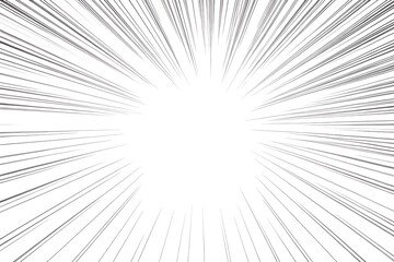 Black and White Comic Zoom Speed Lines Background with Central Explosion Effect © MD