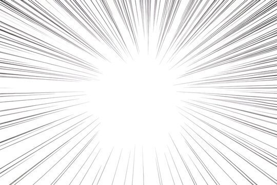Black and White Comic Zoom Speed Lines Background with Central Explosion Effect