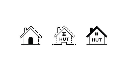Fototapeta premium Modern house roof icons with halftone dot texture pattern