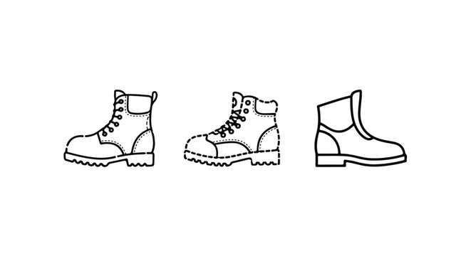Sturdy work boots in halftone outline style
