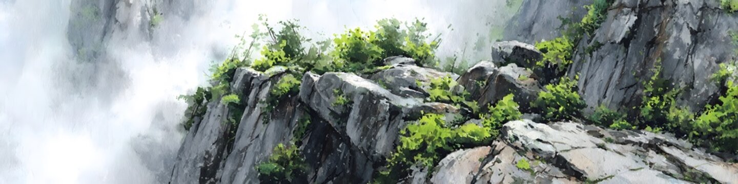 Magnificent mountain landscape with rocky cliffs lush greenery flowing water and vibrant sky du daylight