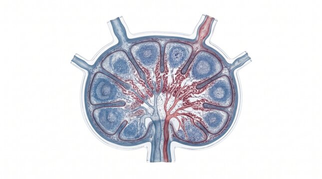 Human Lymph Node Internal Structure Anatomical Model
