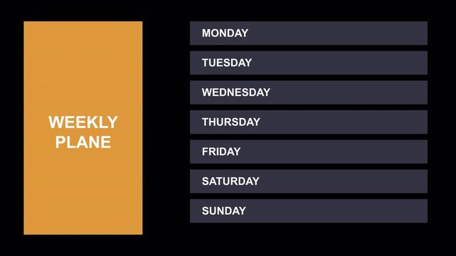 Clean Sidebar Split Screen Weekly Planner Animation 4K Alpha