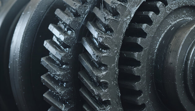 Industrial machinery gears working with lubrication grease