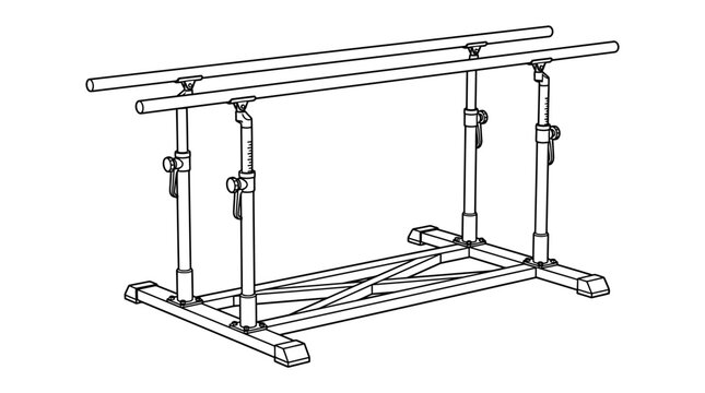 Gymnastics Parallel Bars Line Art Illustration