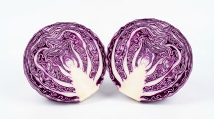 Fototapeta premium Vibrant Red Cabbage Halves - Fresh, Organic, and Ready for Culinary Delights.