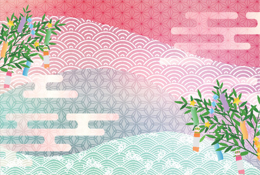 Traditional Japanese Tanabata Festival Bamboo Background Illustration