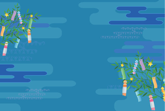 Festive Tanabata Bamboo Decoration Background Illustration
