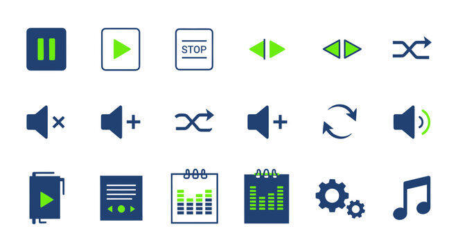 Digital Media Player Controls and Icons Set