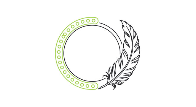 Feather and Circle Design Element - Elegant, Minimalist, and Organic