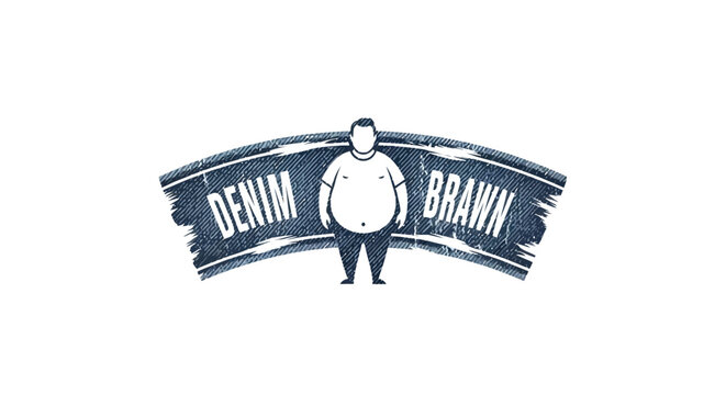 Plus size man logo in blue denim fabric style