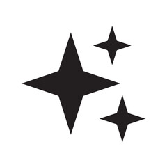 Obraz premium Graphic icon set of three sparkle stars of varying sizes for decoration, magic, and rating concepts.
