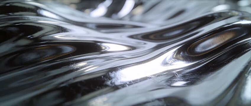 Liquid metal chrome surface wave abstract background smooth metallic ripple texture macro reflective fluid motion modern silver design futuristic glossy reflection curve art shiny metal pattern