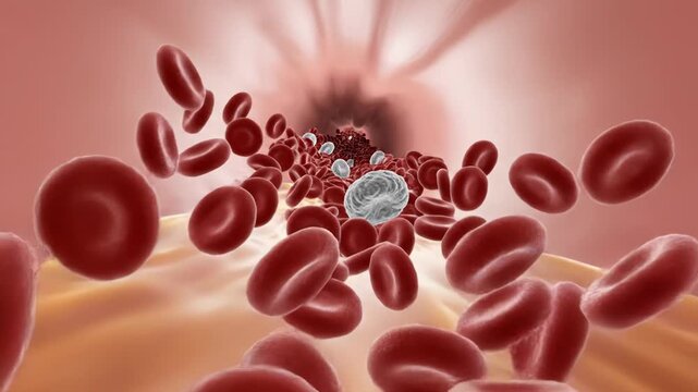 Red Blood Cells Flowing Through Vein.