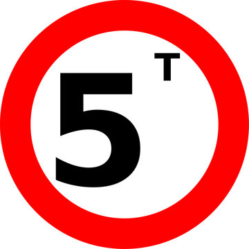 sign for weight of car max in 5 Ton