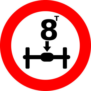 sign for weight of car max in 8 Ton