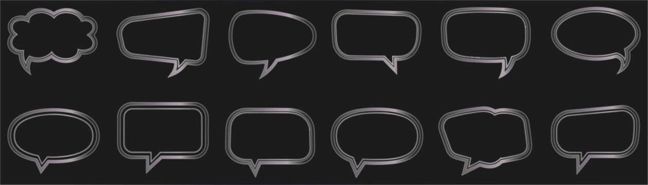 Metallic speech bubble graphics set